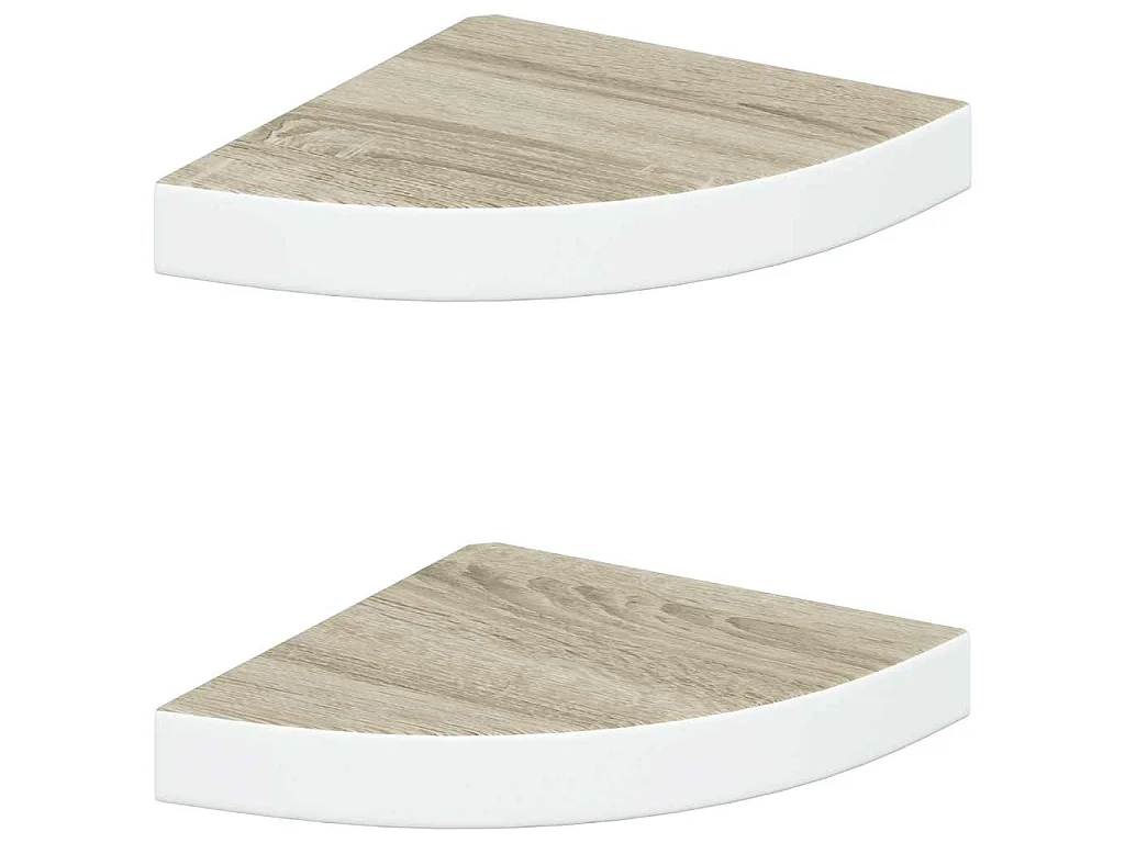 Eck-Wandregal 2 Stk. Eiche und Weiß 25x25x3,8 cm MDF