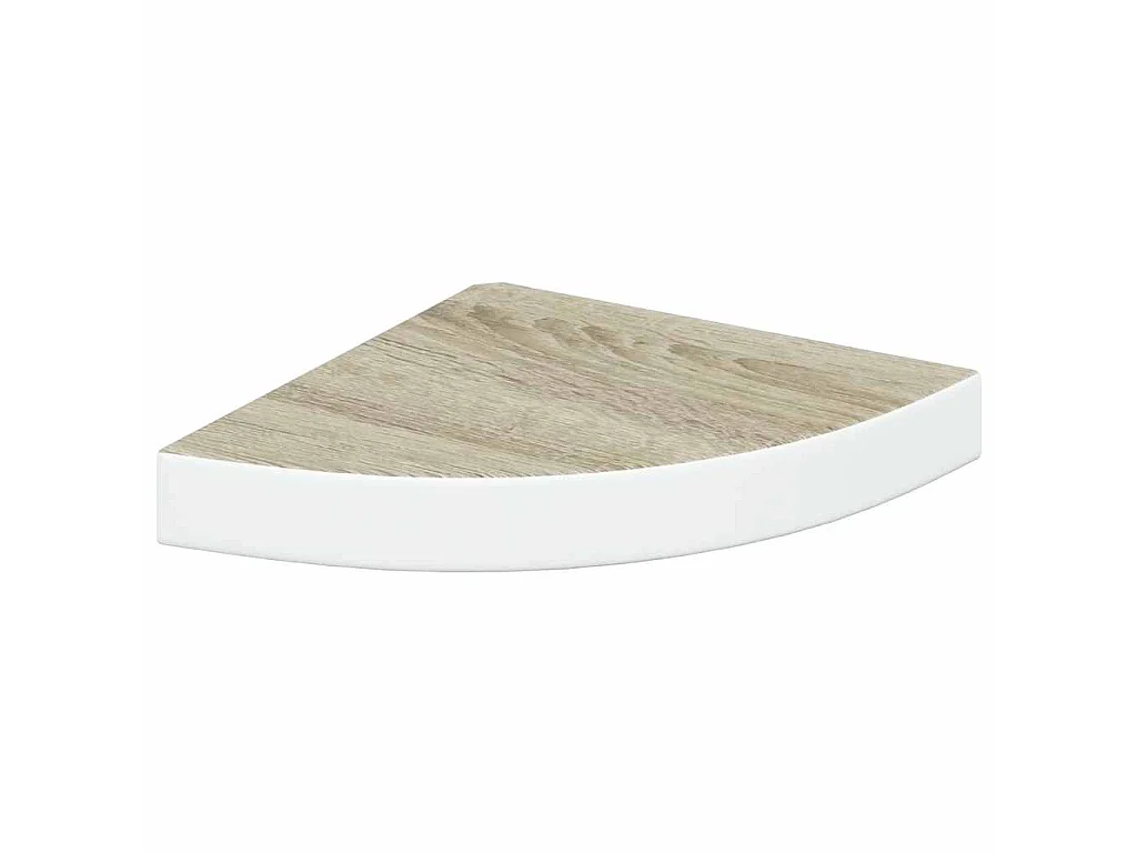 Étagères d'angle murales 2 pcs Chêne et blanc 25x25x3,8 cm MDF