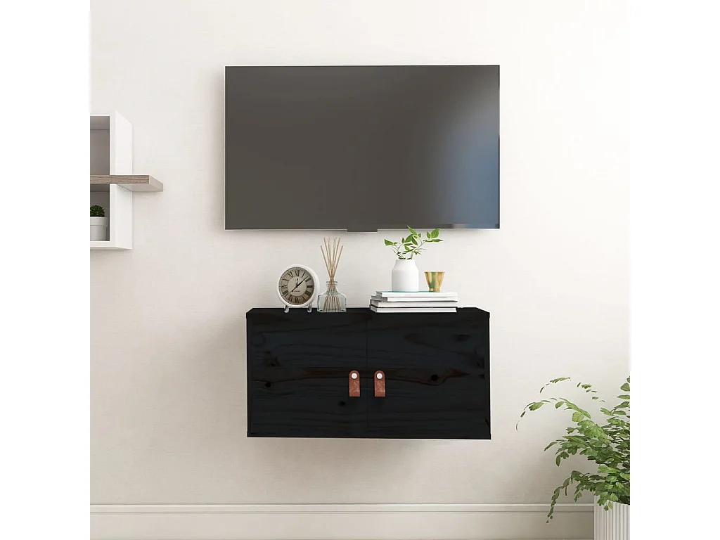 Armoire murale Noir 60x30x30 cm Bois de pin massif