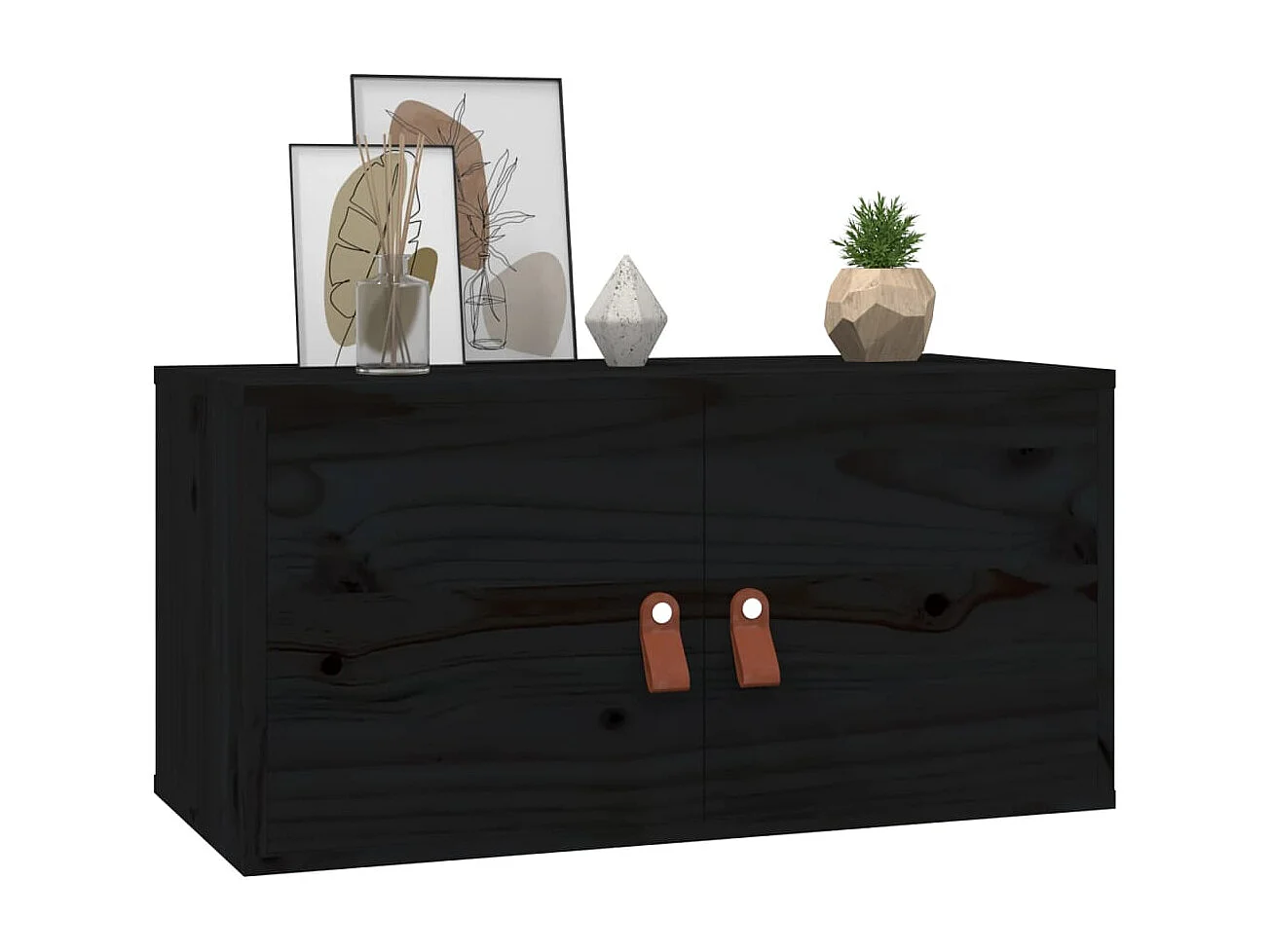 Armoire murale Noir 60x30x30 cm Bois de pin massif