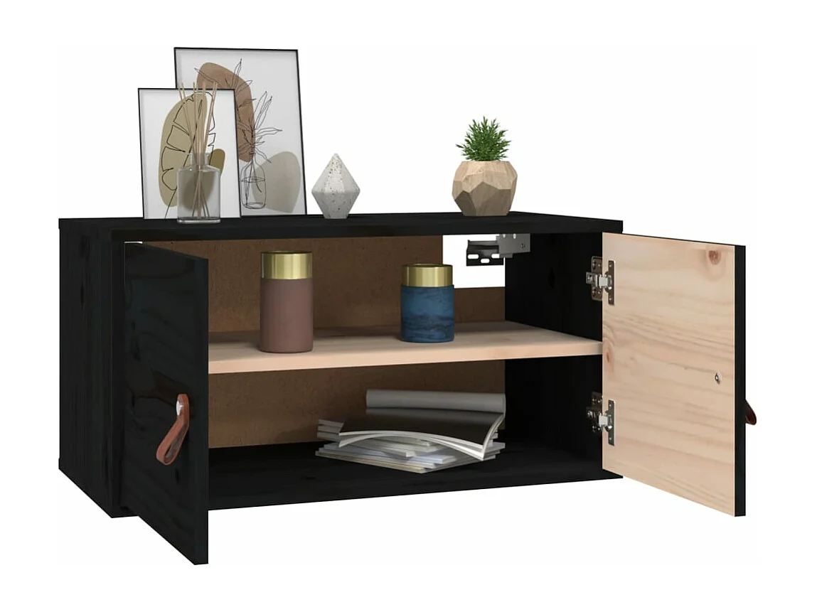 Armoire murale Noir 60x30x30 cm Bois de pin massif