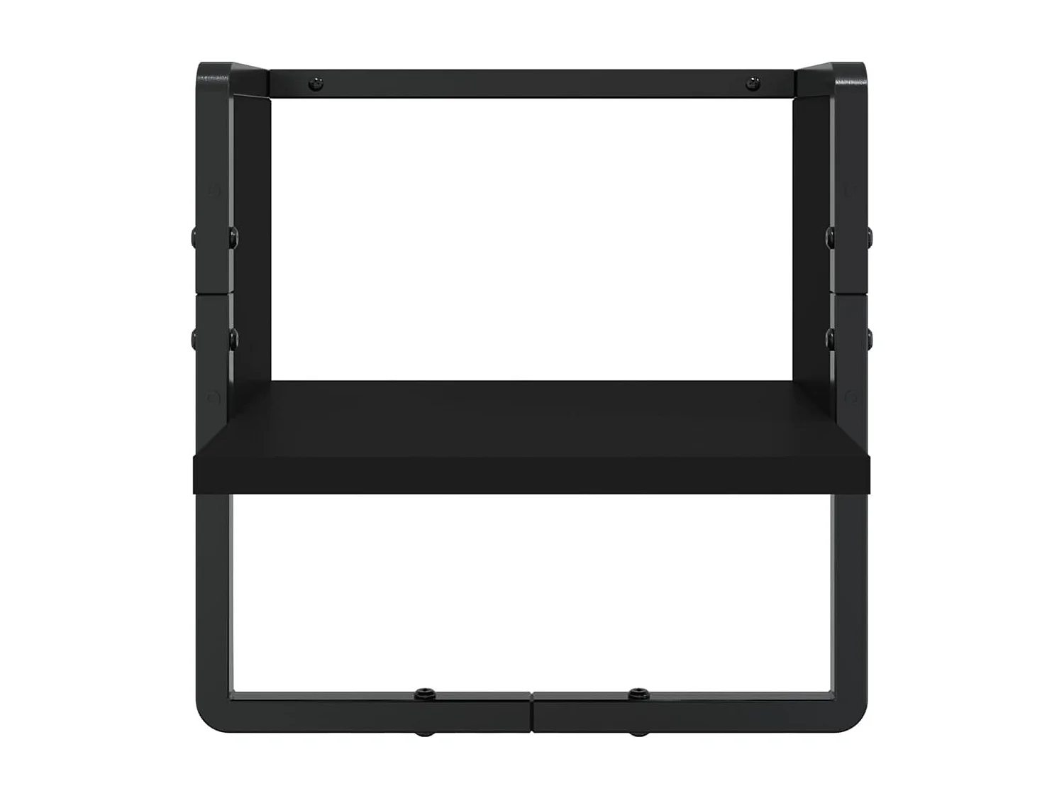 4-delige Wandschappenset met stangen bewerkt hout zwart