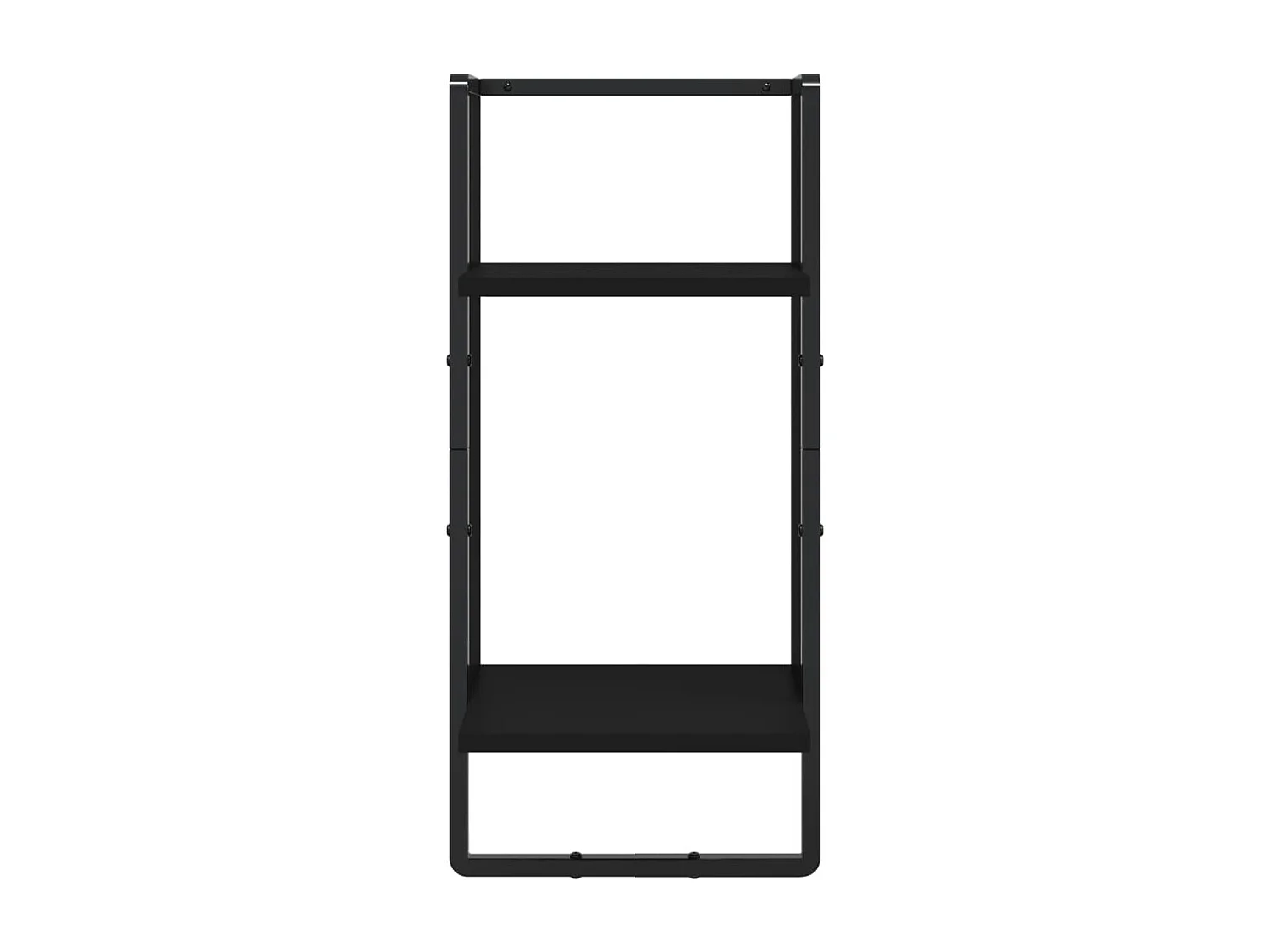 4-delige Wandschappenset met stangen bewerkt hout zwart