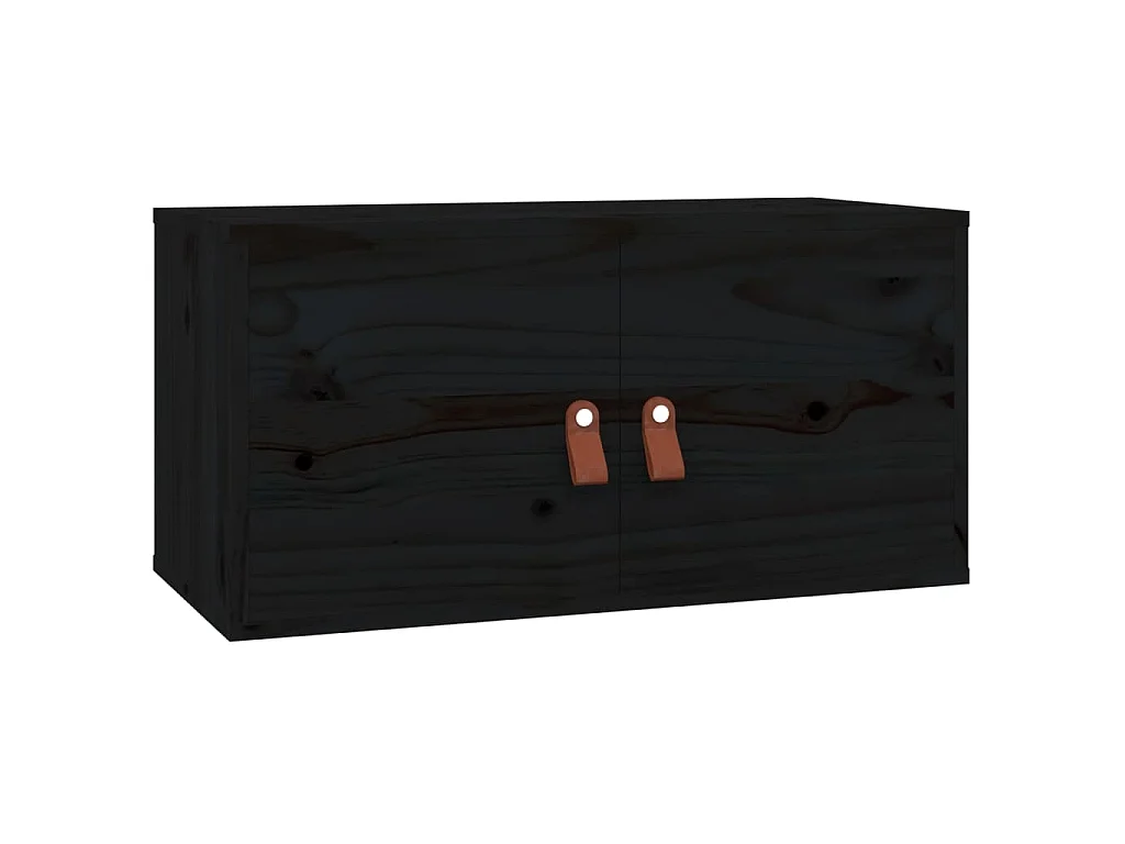 Pensili 2 pz Neri 60x30x30 cm in Legno Massello di Pino