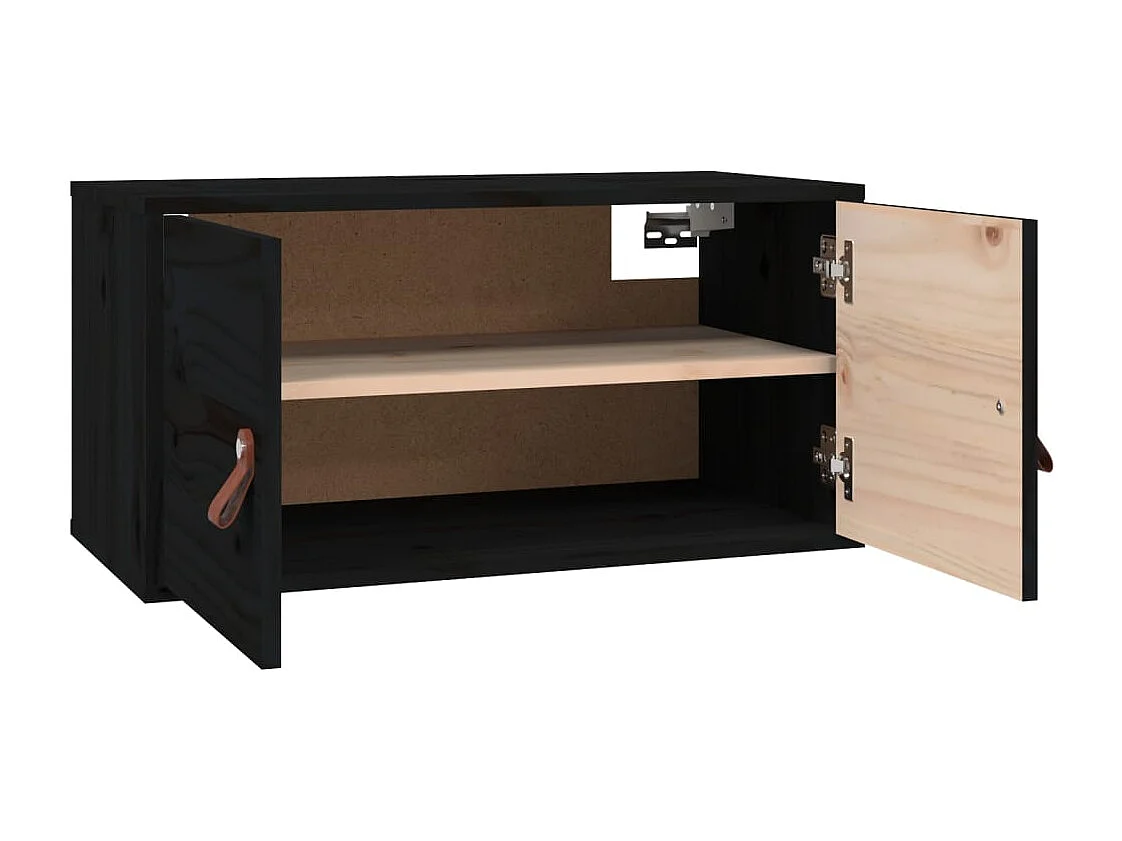 Pensili 2 pz Neri 60x30x30 cm in Legno Massello di Pino