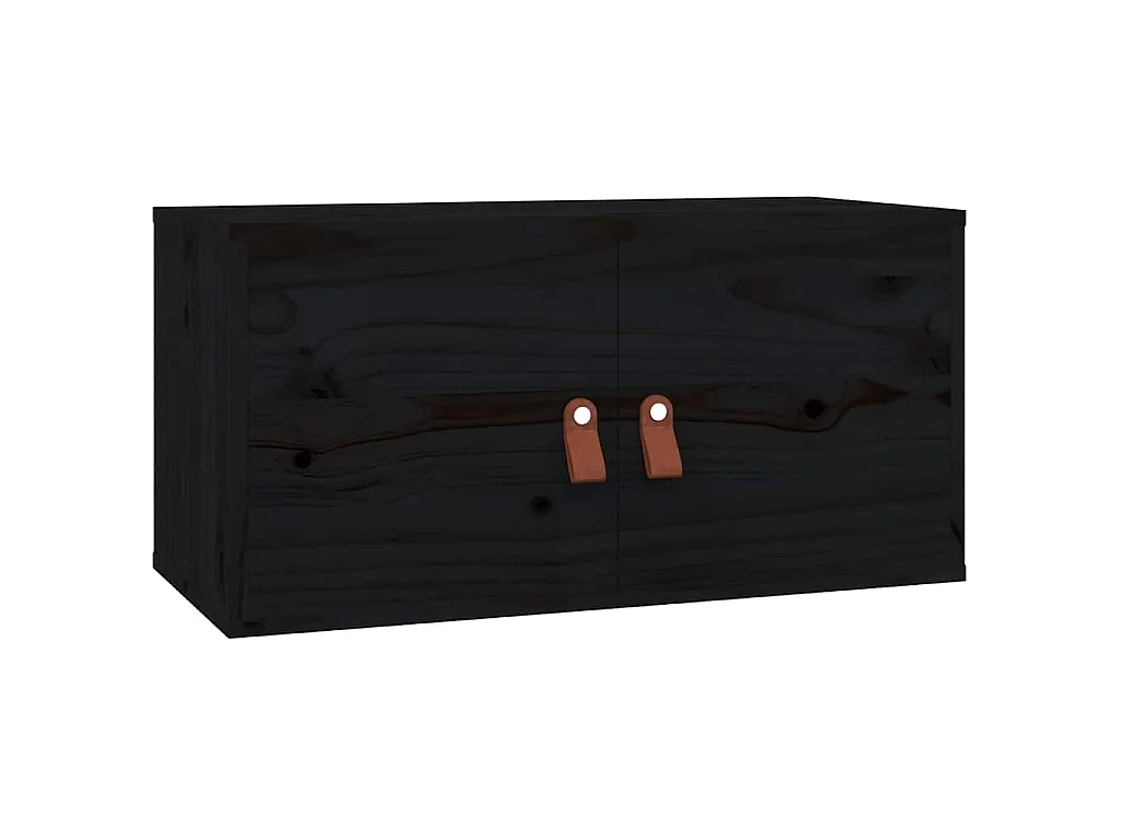 Pensili 2 pz Neri 60x30x30 cm in Legno Massello di Pino