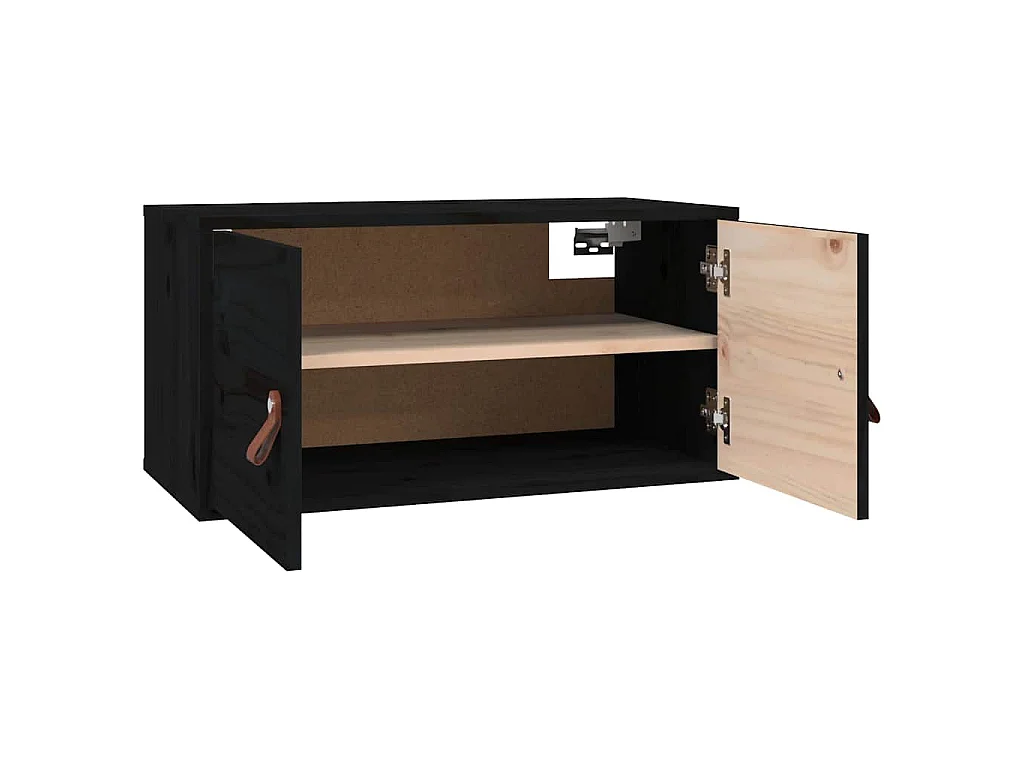 Pensili 2 pz Neri 60x30x30 cm in Legno Massello di Pino