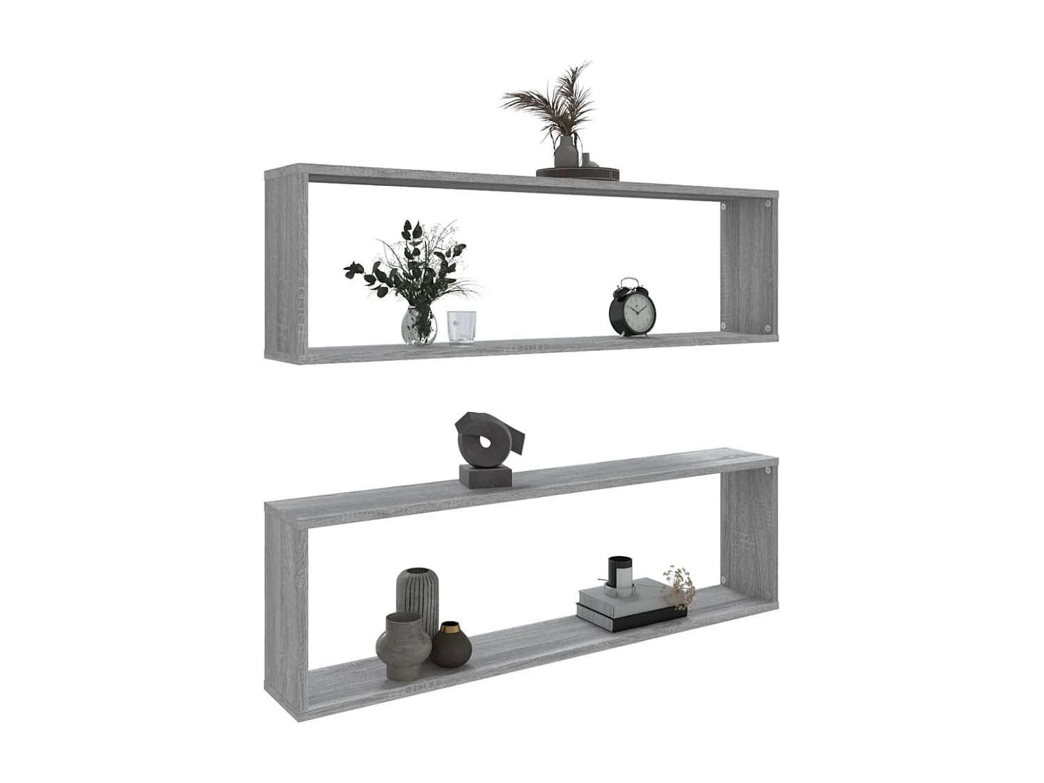 Étagères murales cube 2 pcs Sonoma gris 100x15x30 cm Bois