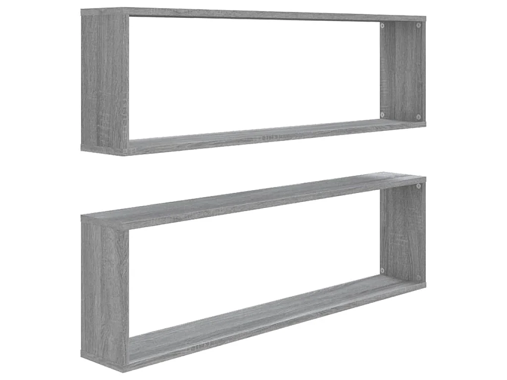 Wandschappen kubus 2 st 100x15x30 cm bewerkt hout grijs sonoma