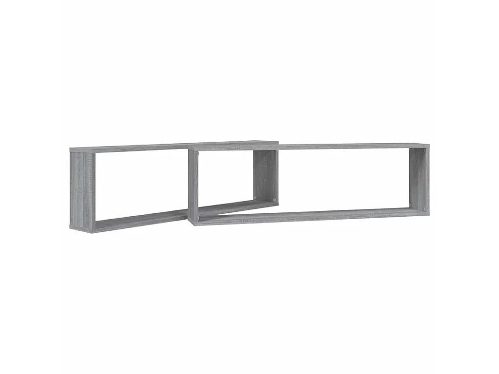 Wandschappen kubus 2 st 100x15x30 cm bewerkt hout grijs sonoma