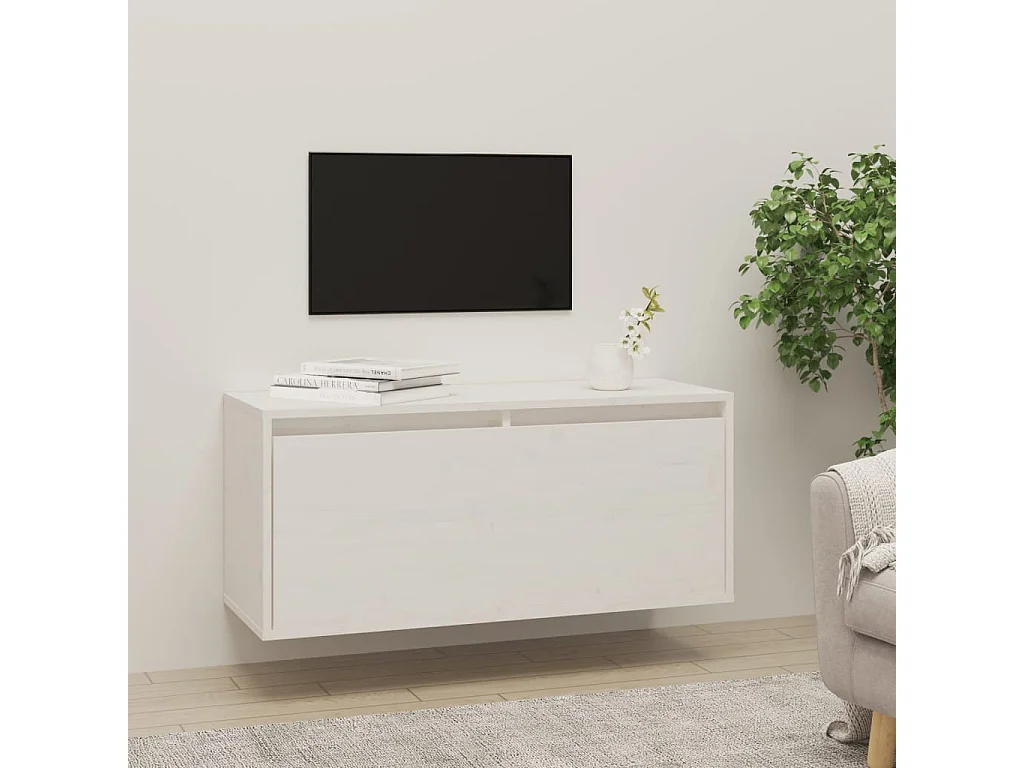 Pensile Bianco 80x30x35 cm in Legno Massello di Pino