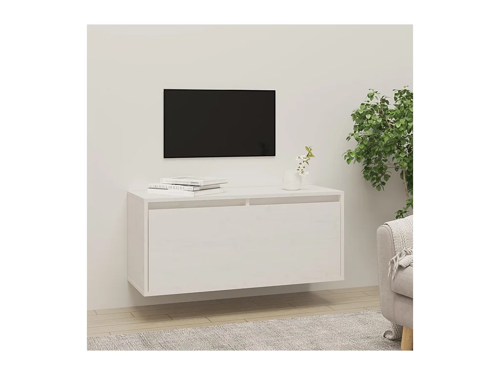 Wandkast 80x30x35 cm massief grenenhout wit