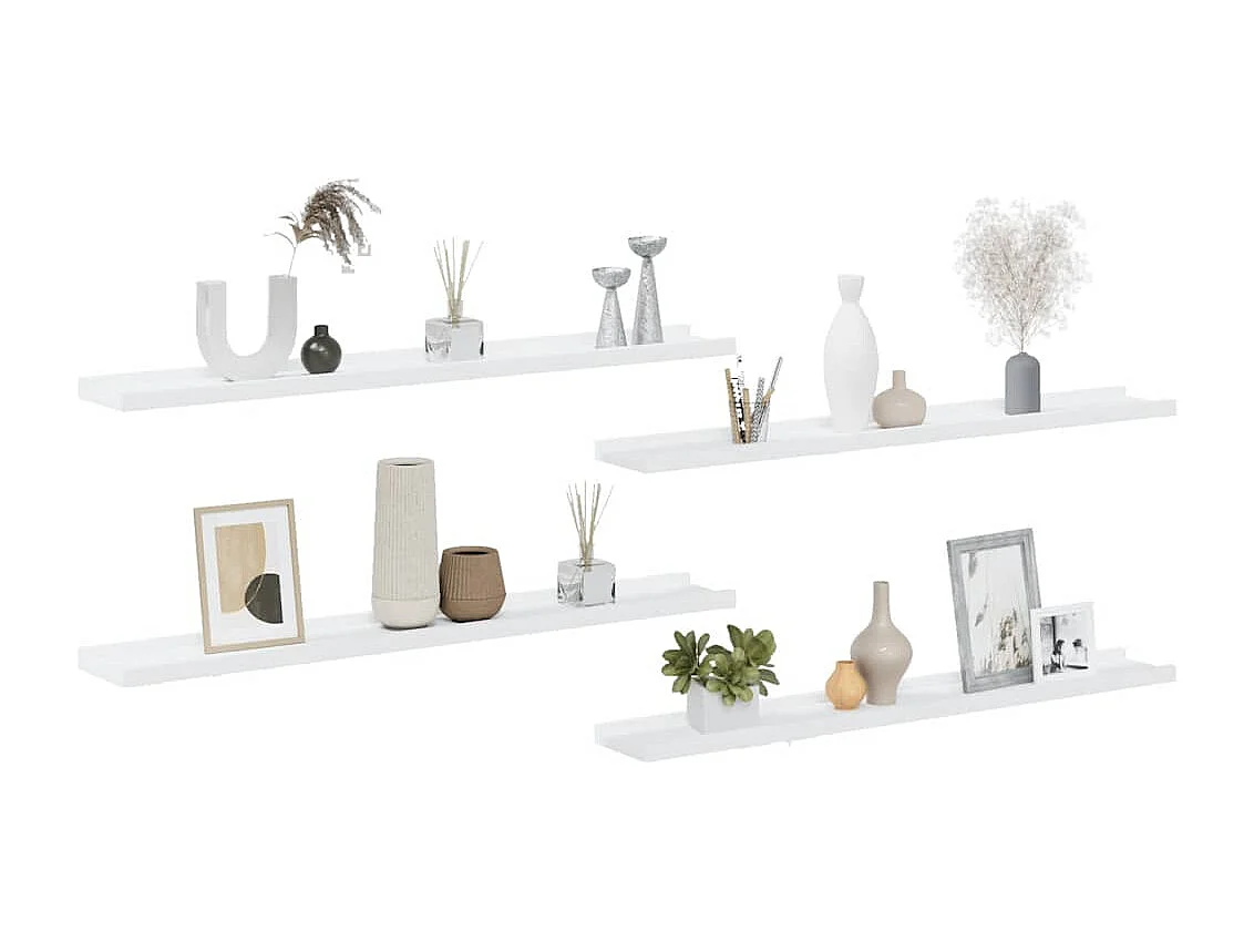 Étagères murales 4 pcs Blanc 80x9x3 cm
