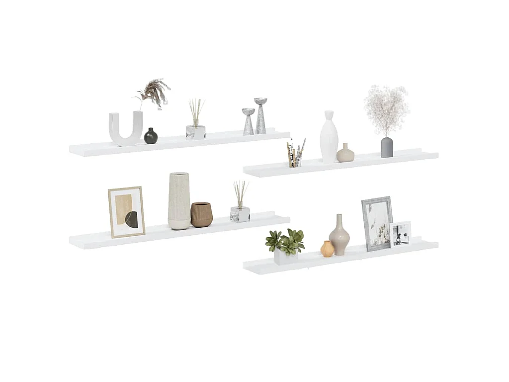 Prateleiras de parede 4 pcs 80x9x3 cm branco