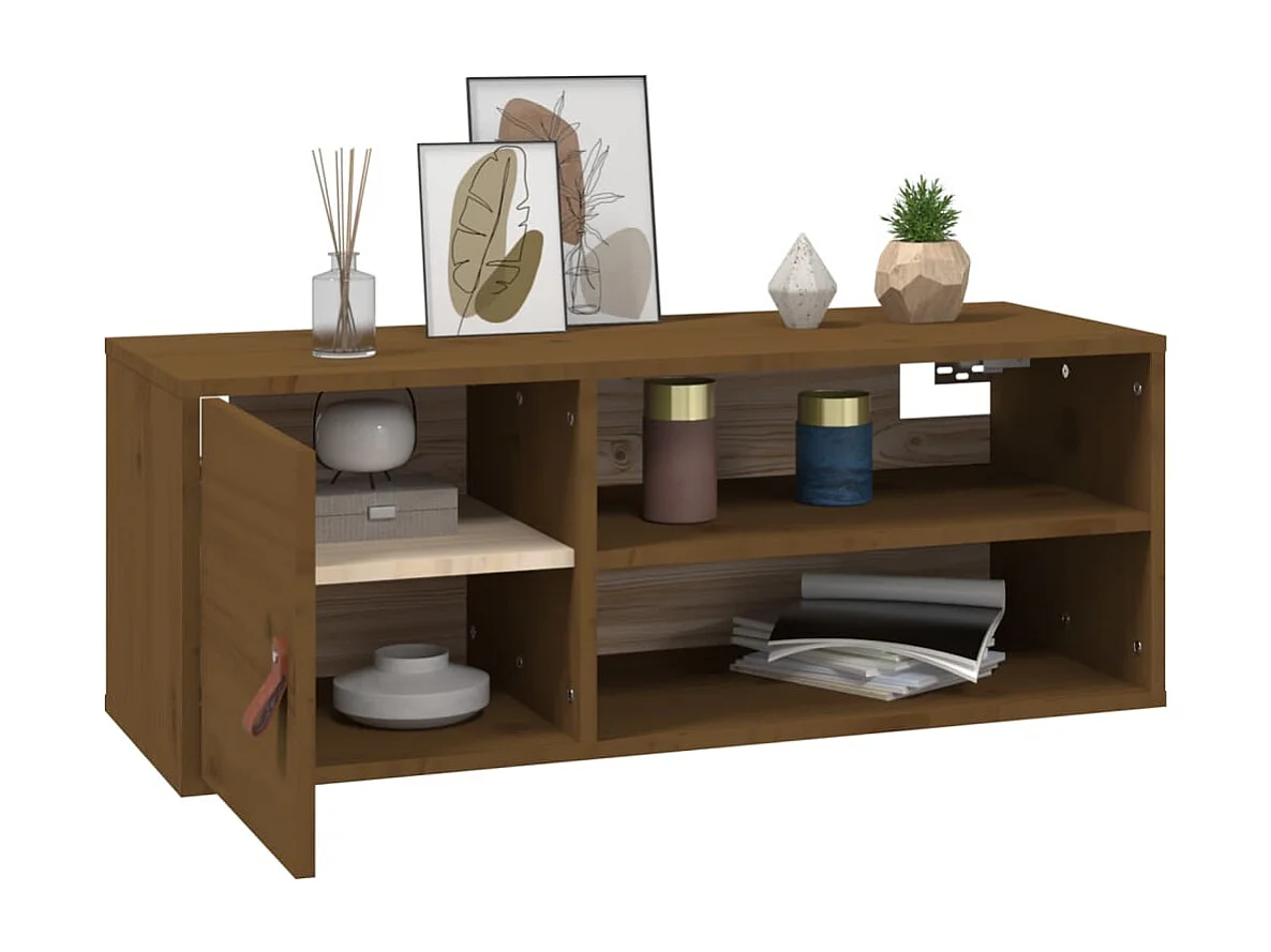 Wandkasten 2 st 80x30x30 cm massief grenenhout honingbruin