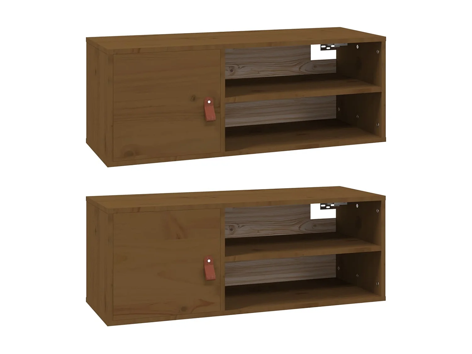 Pensili 2 pz Marrone ambra 80x30x30cm in Legno Massello di Pino