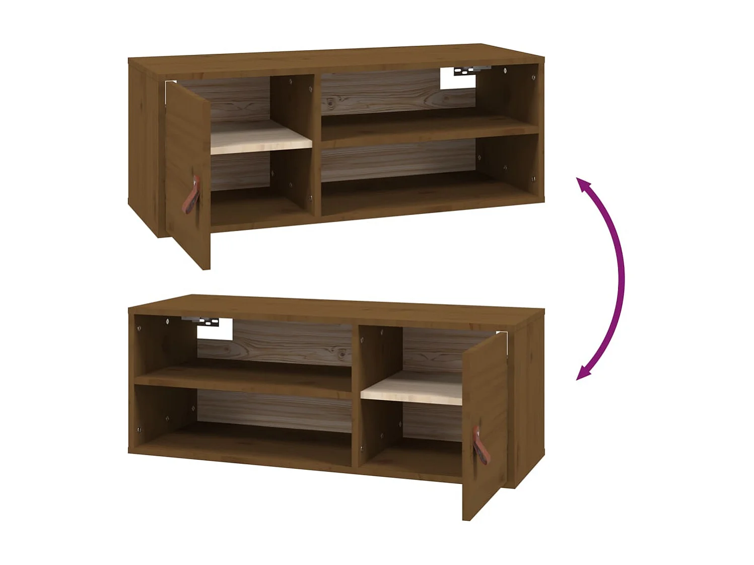 Wandkasten 2 st 80x30x30 cm massief grenenhout honingbruin