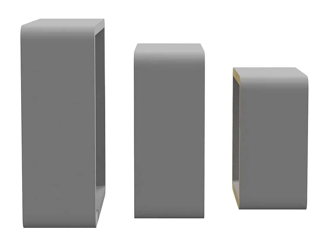 Étagères murales sous forme de cube 3 pcs Gris MDF