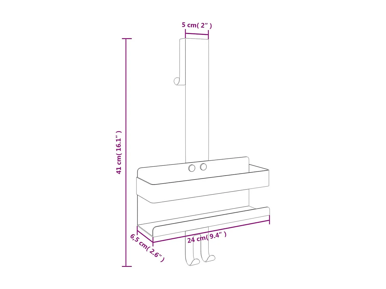 Support de douche suspendu acier inoxydable 304 brossé