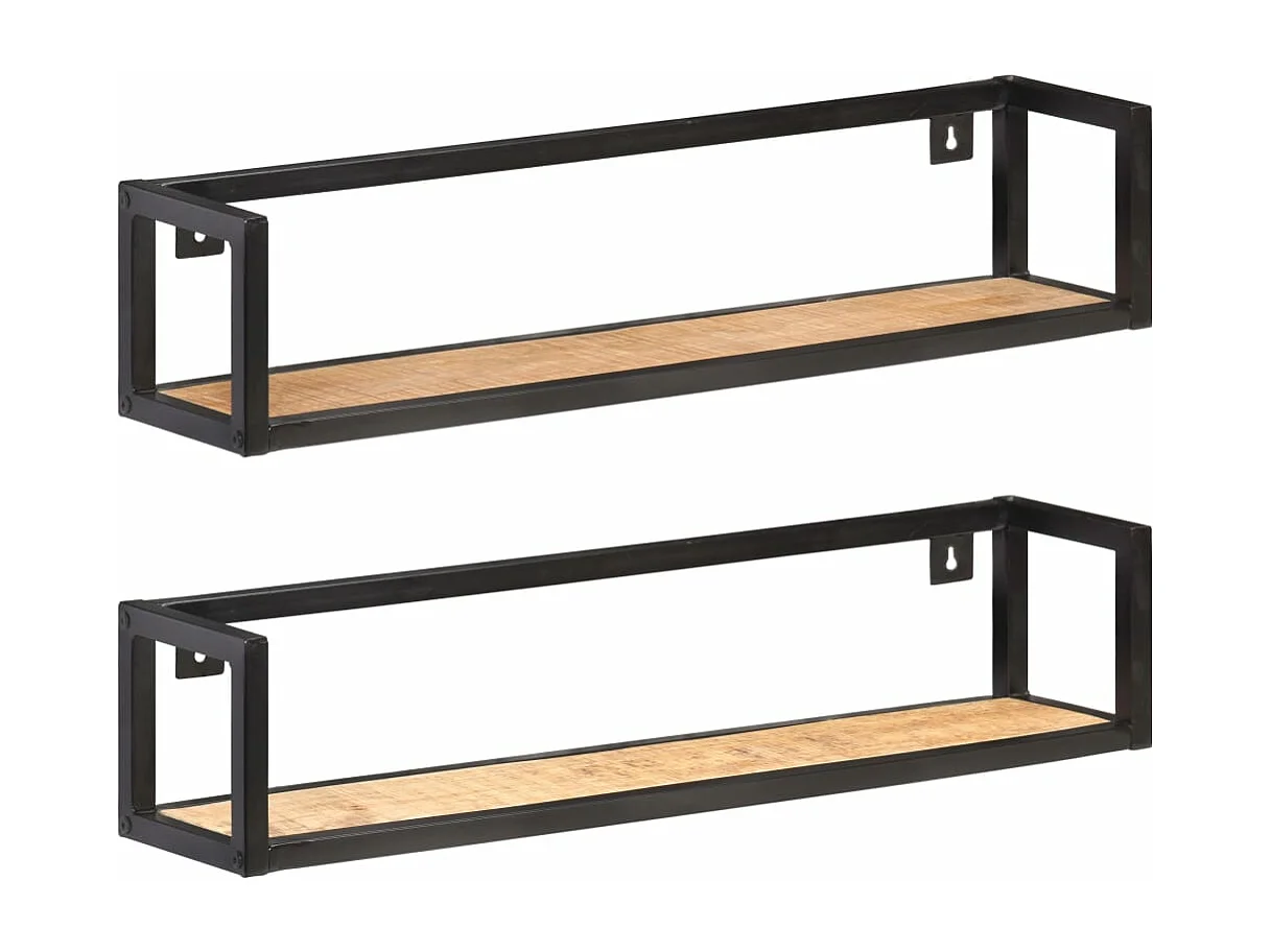 Mensole a Muro 2 pz 80 cm in Legno Massello di Mango Grezzo