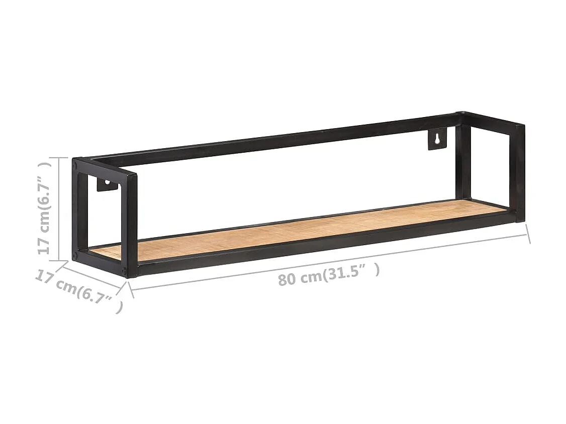 Mensole a Muro 2 pz 80 cm in Legno Massello di Mango Grezzo