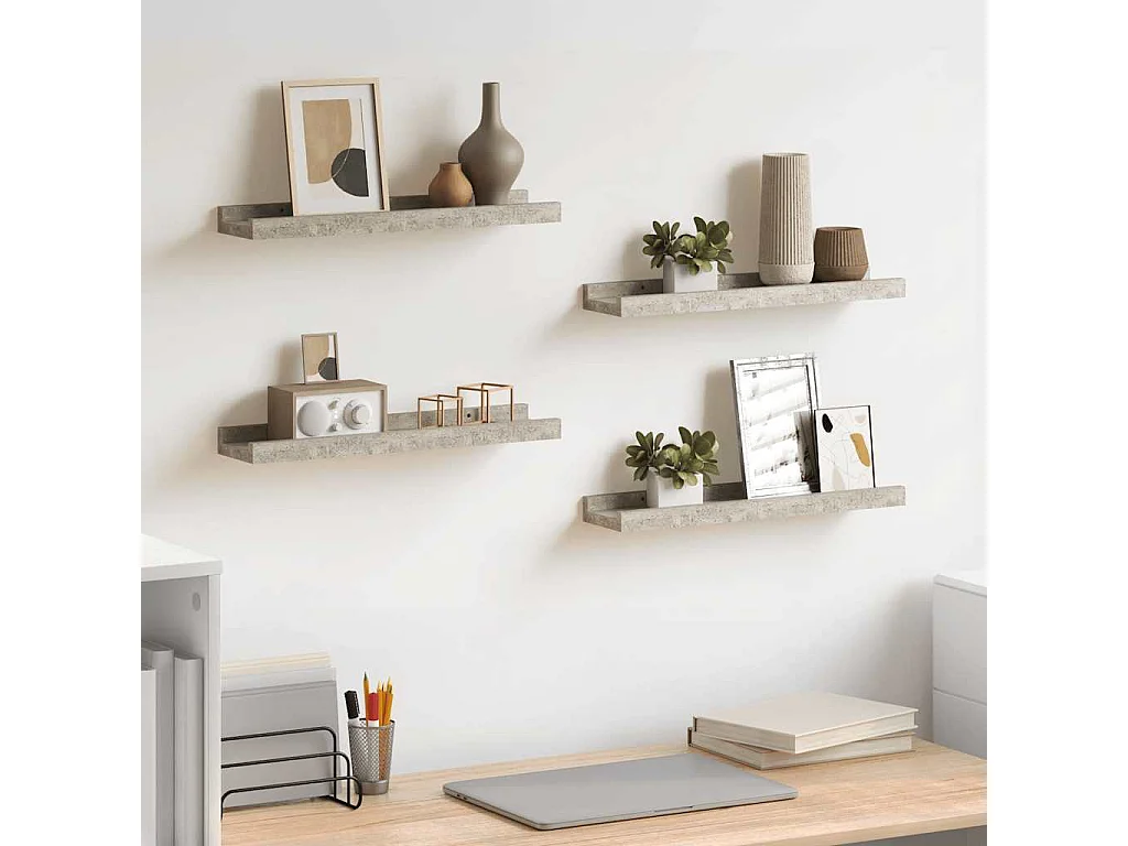 Wandregale 4 Stk. Betongrau 40x9x3 cm