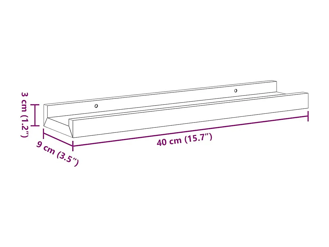 Wandregale 4 Stk. Betongrau 40x9x3 cm