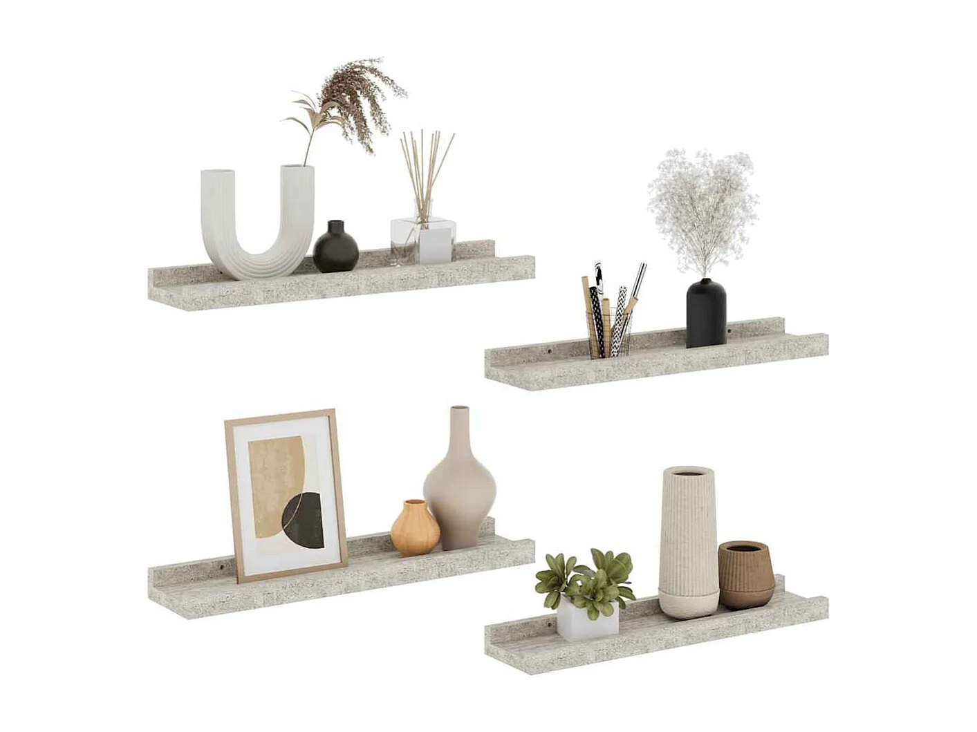 Wandregale 4 Stk. Betongrau 40x9x3 cm