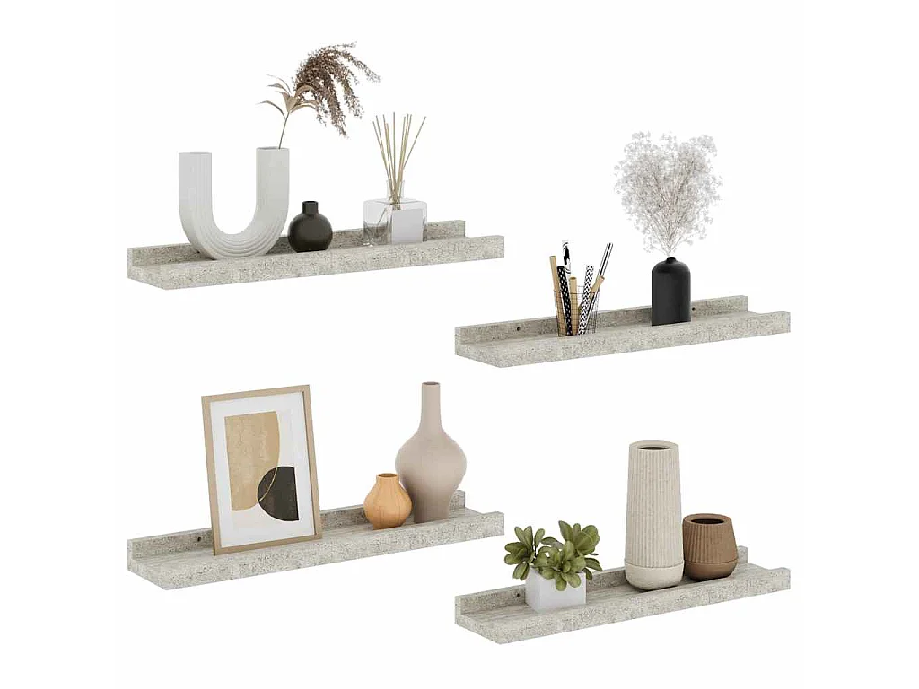 Étagères murales 4 pcs Gris béton 40x9x3 cm