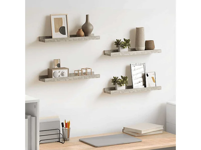 Étagères murales 4 pcs Gris béton 40x9x3 cm
