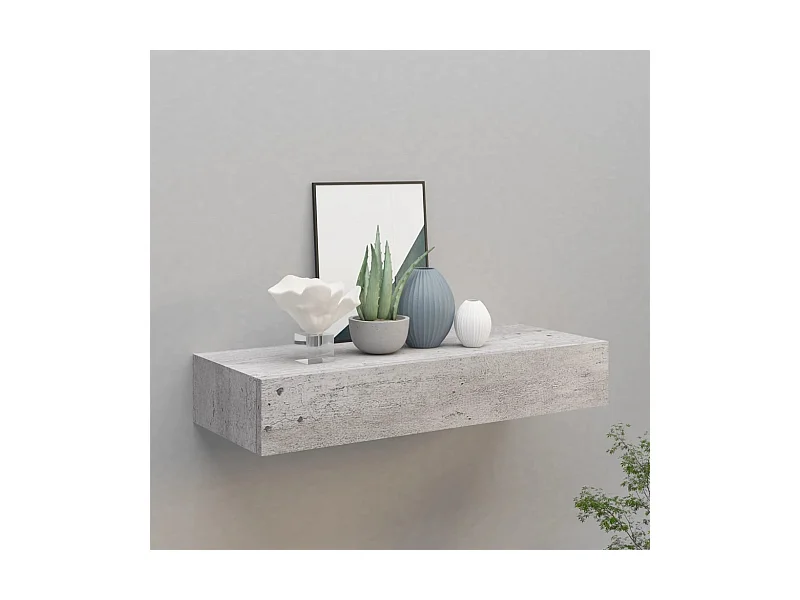 Scaffale con Cassetti da Parete Grigio Cemento 60x23,5x10cm MDF