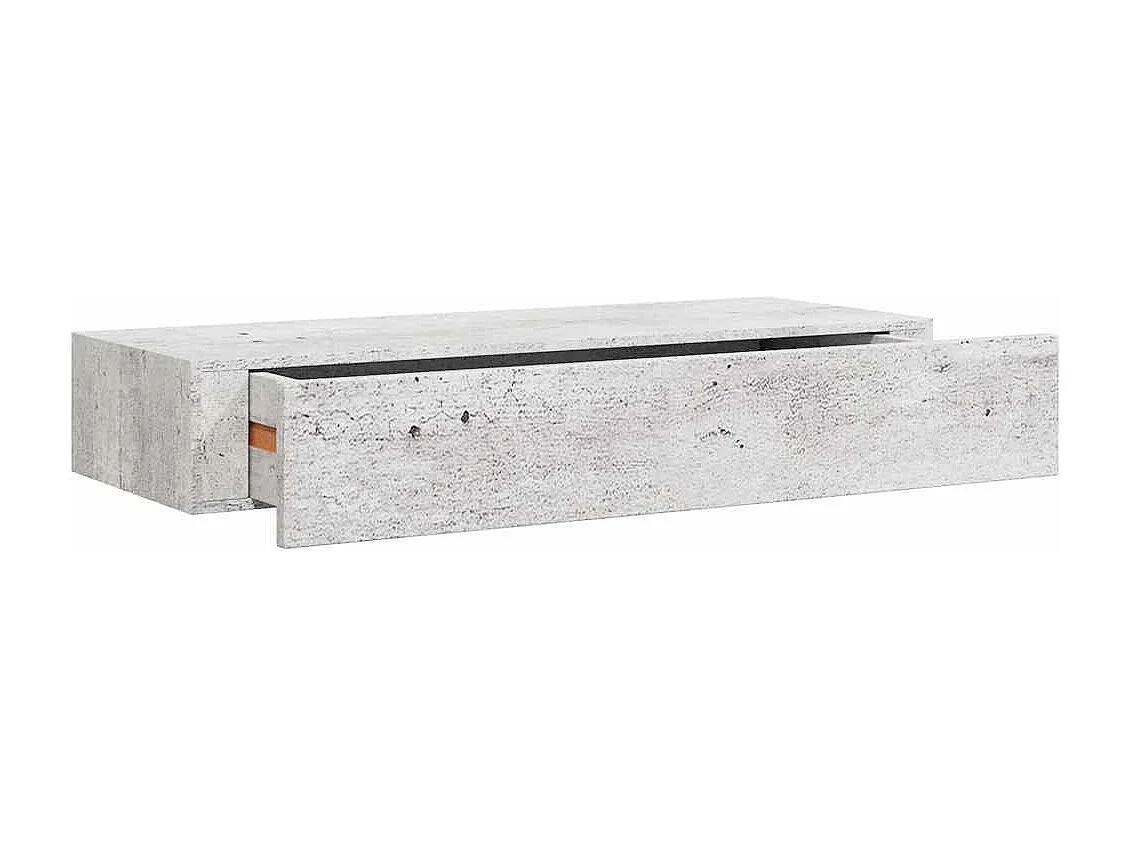 Étagère à tiroir murale Gris béton 60x23,5x10 cm MDF