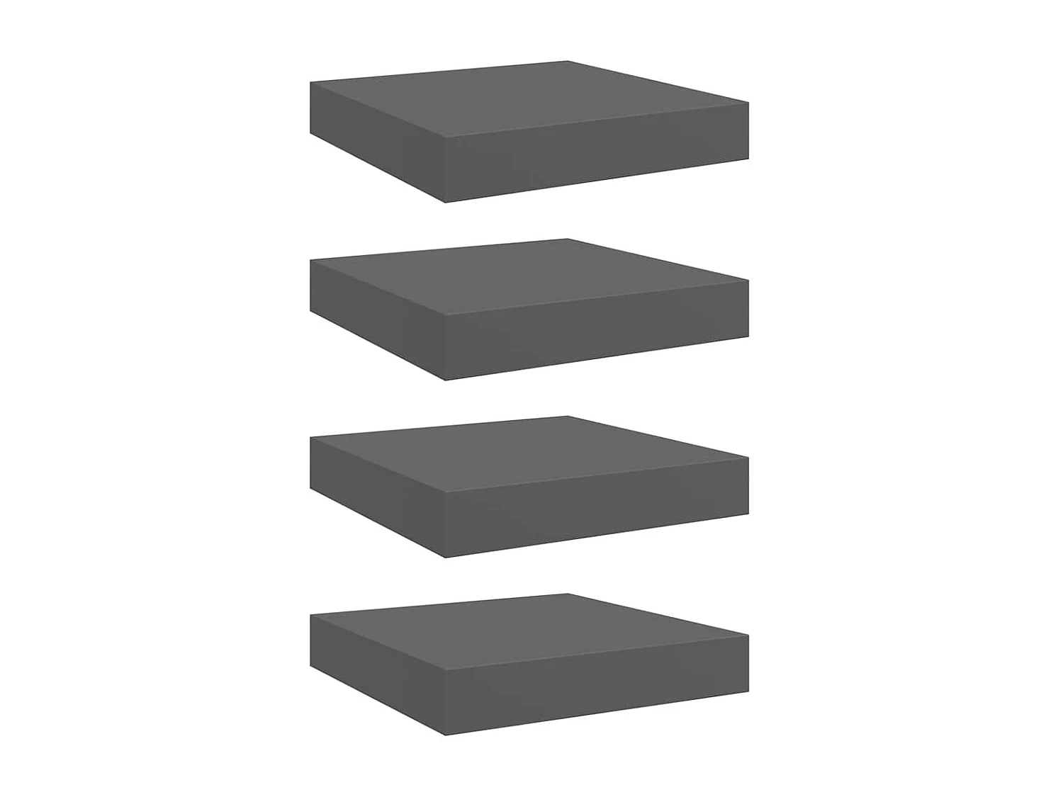 Scaffali a Parete 4 pz Grigio Lucido 23x23,5x3,8 cm in MDF