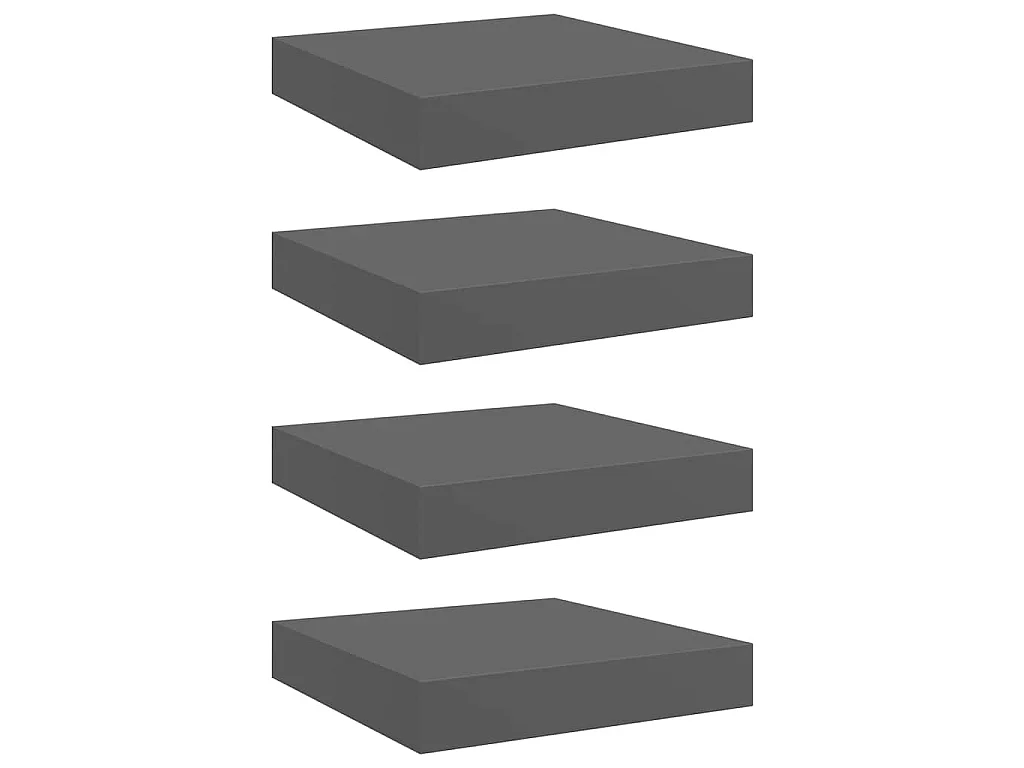 Étagère murale flottante 4 pcs Gris brillant 23x23,5x3,8 cm MDF