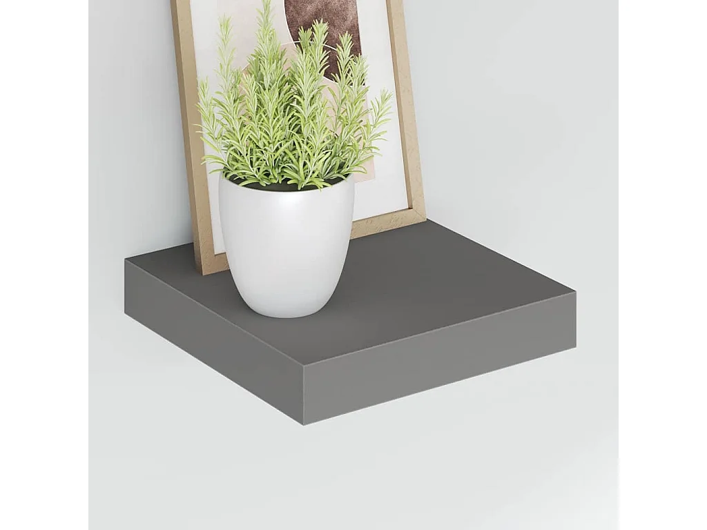 Étagère murale flottante 4 pcs Gris brillant 23x23,5x3,8 cm MDF