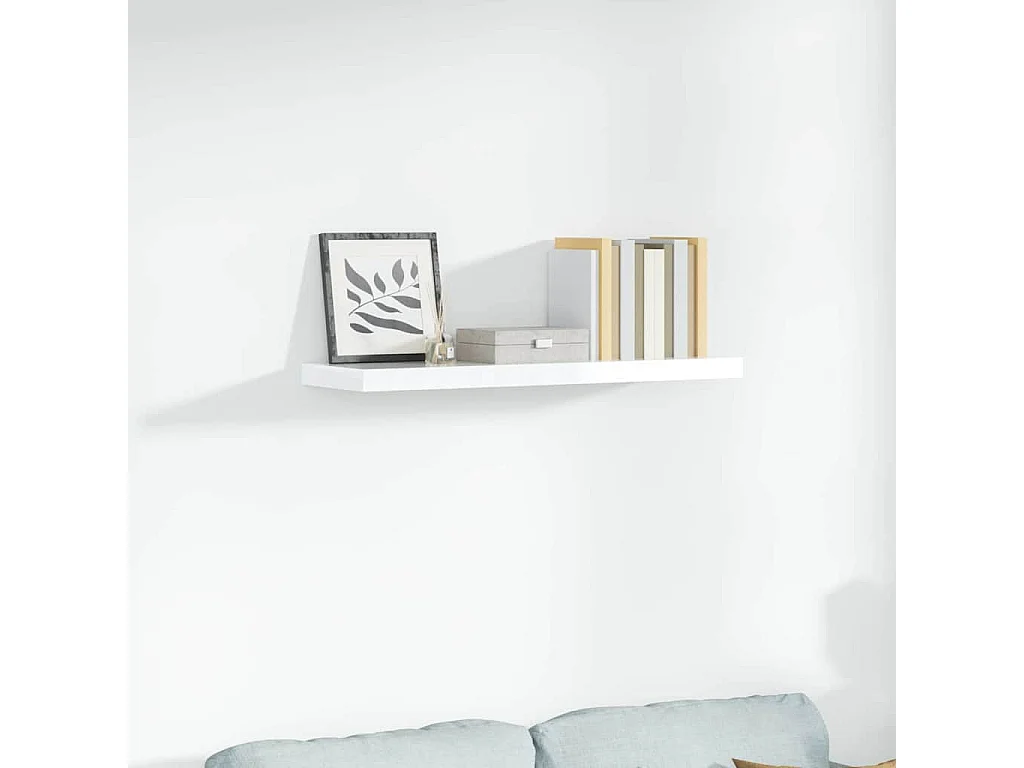 Étagère murale flottante Blanc brillant 90x23,5x3,8 cm MDF