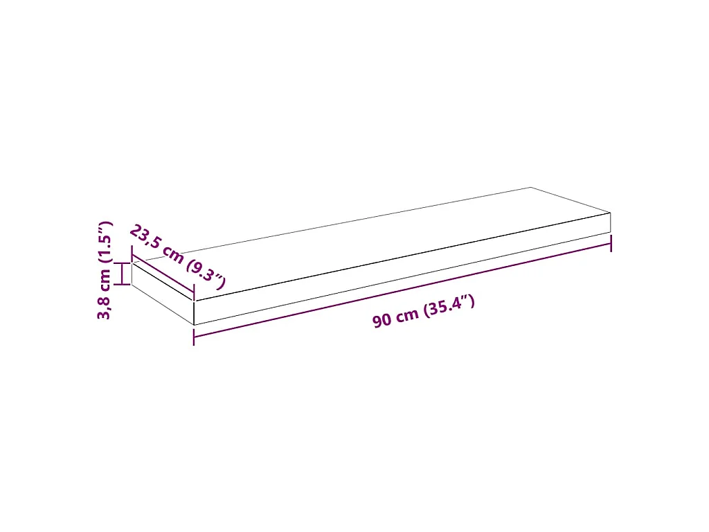 Étagère murale flottante Blanc brillant 90x23,5x3,8 cm MDF