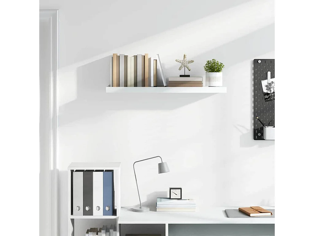 Étagère murale flottante Blanc brillant 90x23,5x3,8 cm MDF