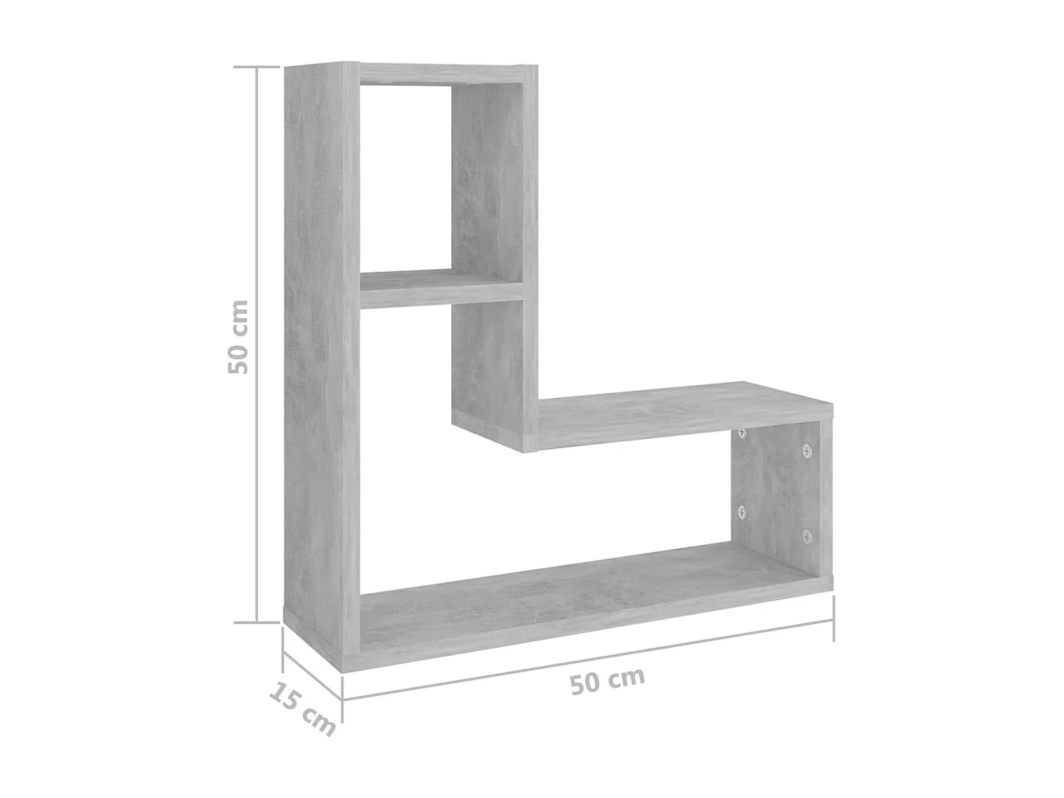 Étagères murales 2 pcs gris béton 50x15x50 cm bois d'ingénierie