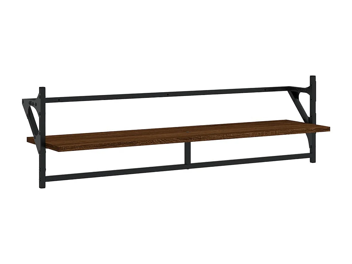 Ensemble d'étagères murales avec barres 6 pcs chêne marron