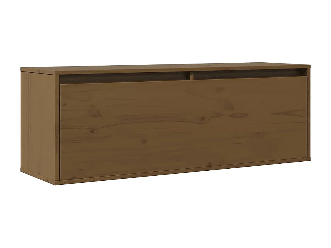 Wandkast 100x30x35 cm massief grenenhout honingbruin