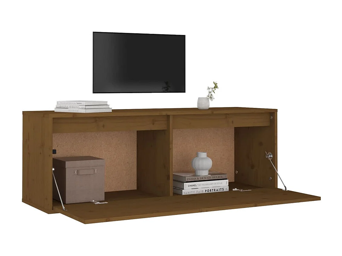 Wandkast 100x30x35 cm massief grenenhout honingbruin