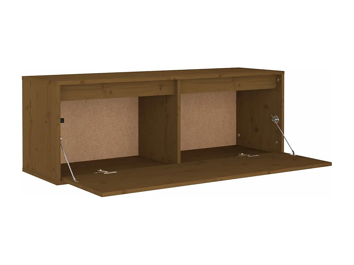 Wandkast 100x30x35 cm massief grenenhout honingbruin