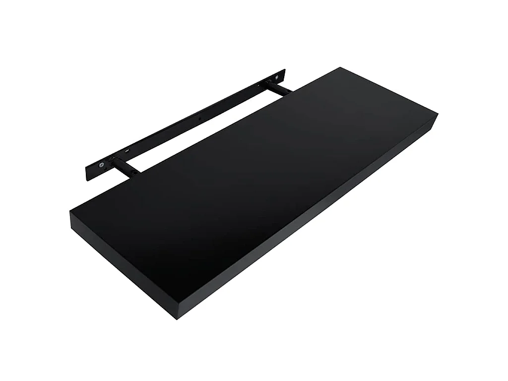 Wandschappen zwevend 2 st 100x20x3,8 cm zwart