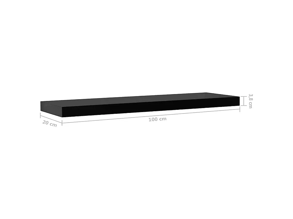Wandschappen zwevend 2 st 100x20x3,8 cm zwart
