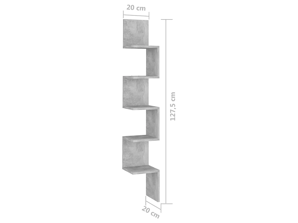Wand-Eckregal Betongrau 20x20x127,5 cm Holzwerkstoff