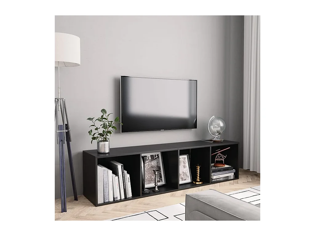 Bibliothèque/Meuble TV Noir 143x30x36 cm