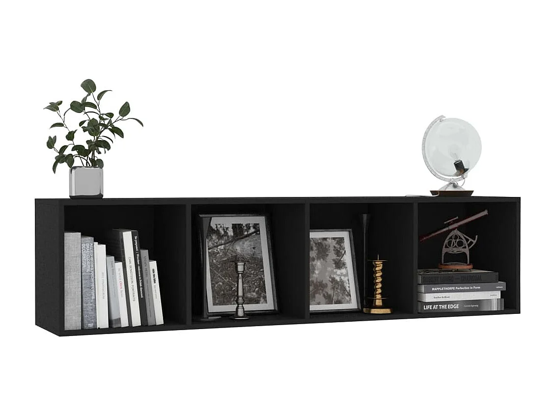 Bibliothèque/Meuble TV Noir 143x30x36 cm