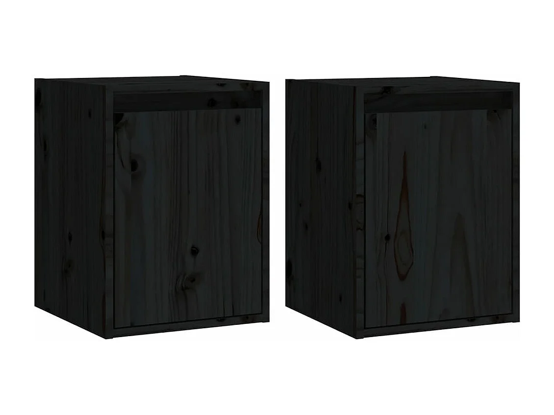 Armoires murales 2 pcs Noir 30x30x40 cm Bois de pin massif
