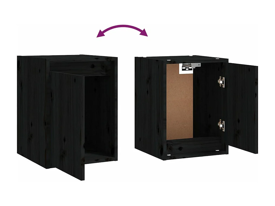 Armoires murales 2 pcs Noir 30x30x40 cm Bois de pin massif